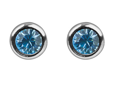 Orecchini Con Pietra Portafortuna Di Marzo, Cristallo Color Acquamarina, 4 Mm, Argento 925 - Immagine Standard - 2