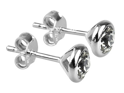 Orecchini Con Pietra Di Nascita Di Aprile, Cristallo Trasparente, 4 Mm, Argento 925