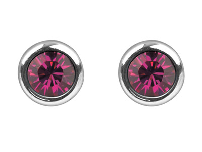 Orecchini Con Pietra Portafortuna Di Luglio, Cristallo Color Rubino, 4mm, Argento 925 - Immagine Standard - 2