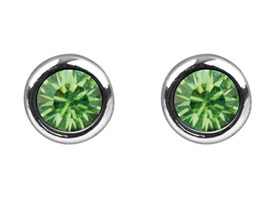 Orecchini Con Pietra Portafortuna Di Agosto, Cristallo Color Peridoto,4 Mm, Argento 925 - Immagine Standard - 2