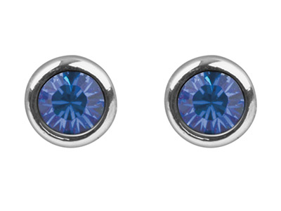Orecchini Con Pietra Portafortuna Di Settembre, Cristallo Color Zaffiro Da 4 Mm, Argento 925 - Immagine Standard - 2