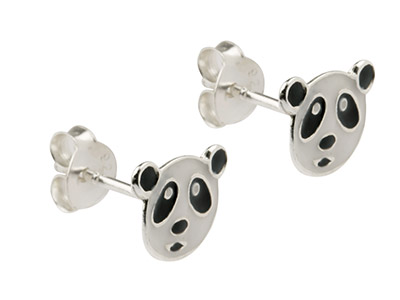 Orecchini Panda, Argento Laccato 925 - Immagine Standard - 1