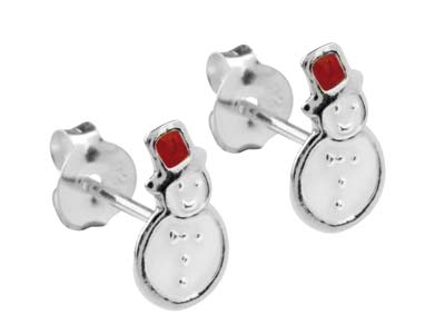 Orecchini Pupazzo Di Neve, Argento Smaltato 925 - Immagine Standard - 2