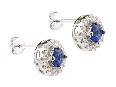Orecchini In Zirconia Blu E Trasparente, Argento 925 - Immagine Standard - 2