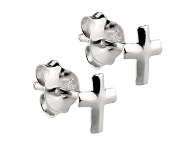 Orecchini Piccola Croce, Argento 925 - Immagine Standard - 2