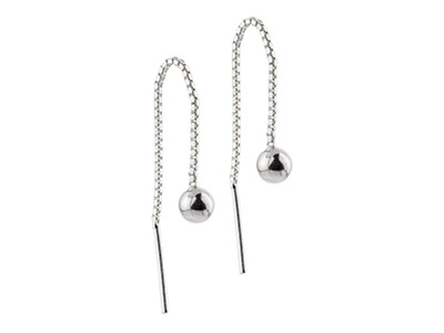 Orecchini A Catena E Pallina Di 4 Mm, Argento 925