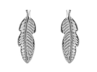 Orecchini A Bottone A Forma Di Piuma In Argento 925/1000 Sterling - Immagine Standard - 1