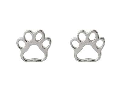 Orecchini A A Bottone A Forma Di Impronta Di Cane In Argento Sterling 925/1000 - Immagine Standard - 1