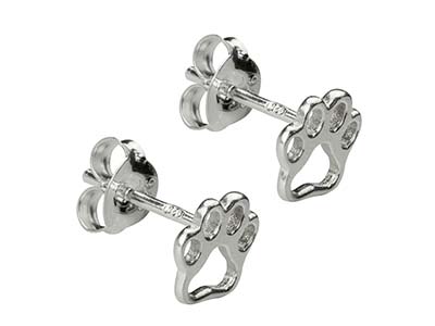 Orecchini A A Bottone A Forma Di Impronta Di Cane In Argento Sterling 925/1000 - Immagine Standard - 2