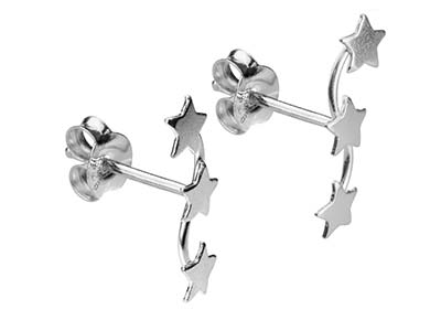 Orecchini A Barra Con Stelle In Argento Sterling 925/1000 - Immagine Standard - 2