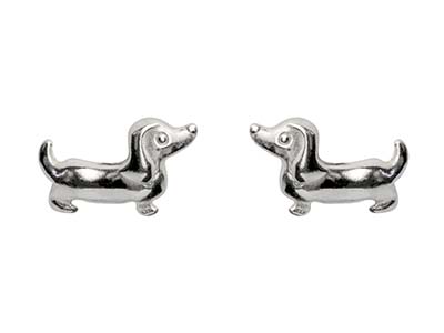 Orecchini A Forma Di Cane Bassotto In Argento Sterling 925/1000 - Immagine Standard - 1