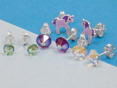 Orecchini In Cristallo Da 6 Mm, Argento 925 - Immagine Standard - 4