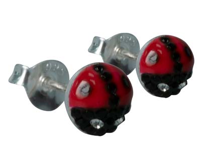 Orecchini Coccinella Laccata, Argento 925 - Immagine Standard - 2