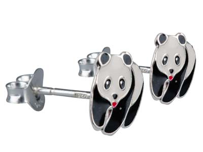 Orecchini Panda Laccati, Argento 925 - Immagine Standard - 2
