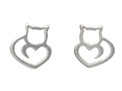 Orecchini Silhouette Gatto, Argento925, Paio