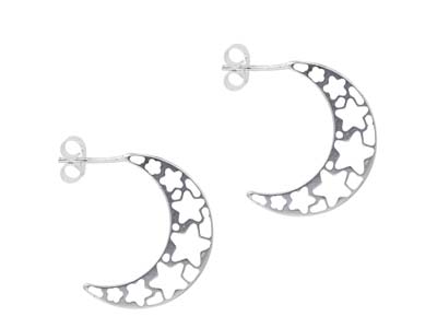 Orecchini A Cerchio Con Filigrana A Forma Di Stella, In Argento 925