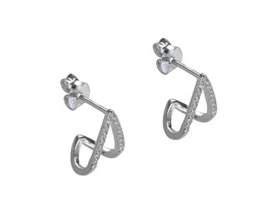 Orecchini Con Motivo Curvo E Ossididi Zirconio, Argento 925 - Immagine Standard - 2