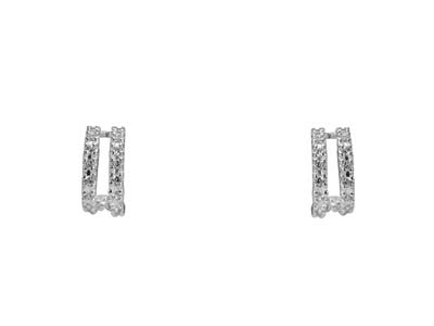 St Sil Split Hoop With Cz Design Stud Erings