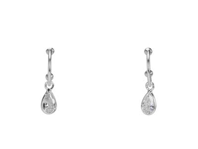 St Sil Hoop And Drop Cz Design Stud Erings