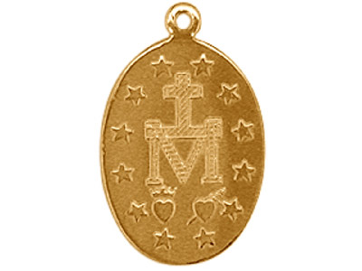 Pendente Df In Oro Giallo Da 9kt, Ks2029, 0,8 Mm, Medaglietta Con Madonna Miracolosa A Due Facce, 100% Oro Riciclato - Immagine Standard - 2