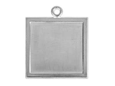 Ciondolo Quadrato Da 19 Mm, Incorniciato Con Quadrato Vuoto, Argento Ricotto 100 Argento Riciclato